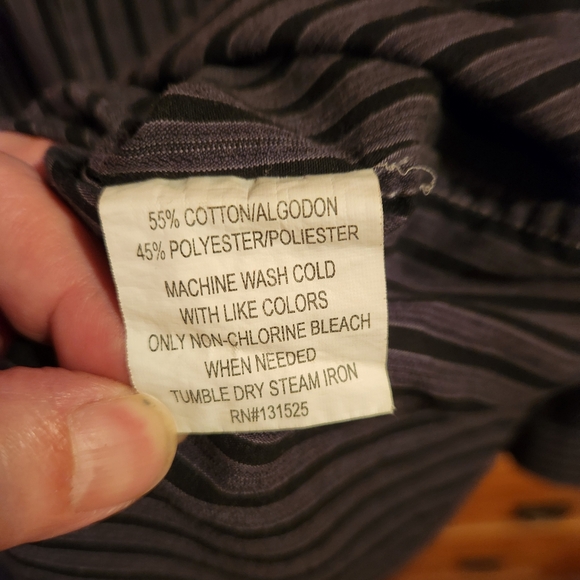 Beverly Hills Polo Club Men's Black Striped Dress Shirt  Size Medium Euc - Picture 4 of 7